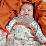 Woodland double sided organic muslin quilt blanket for babies and toddlers. White& cinnamon
