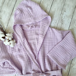 Lilac kids hooded towelling robe 