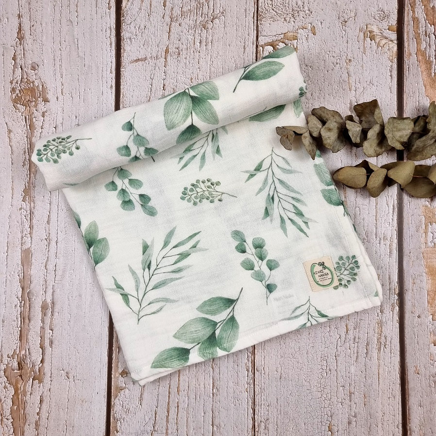 Olive leaves extra large muslin swaddle blanket