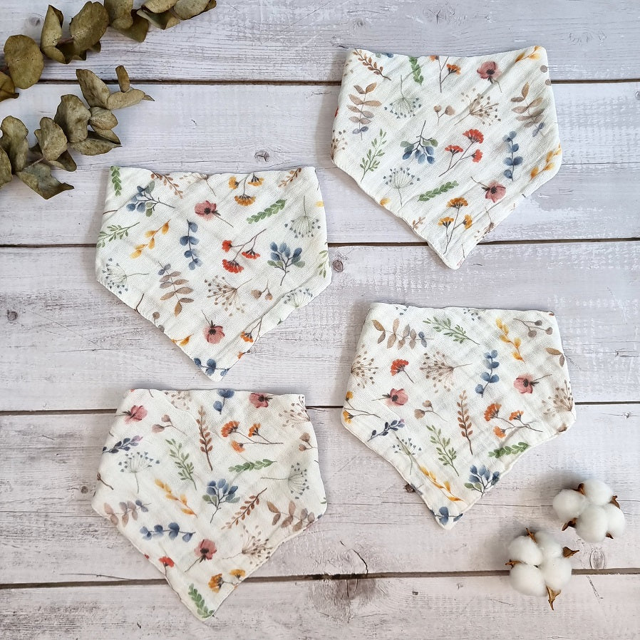 Wildflower muslin dribble bib pack of four
