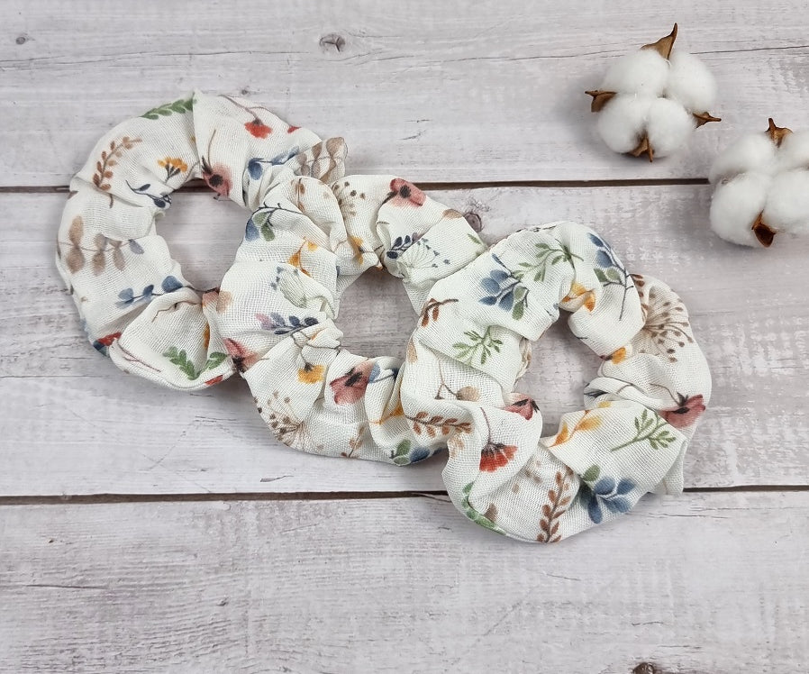Floral print handmade scrunchie