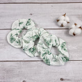 Handmade scrunchie with olive leaves print