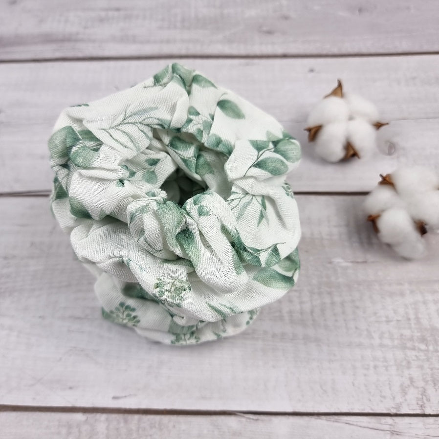 Handmade scrunchie with olive leaves print