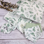 Handmade scrunchie with olive leaves print