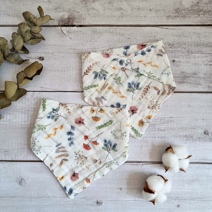 Wildflower muslin dribble bib pack of two 