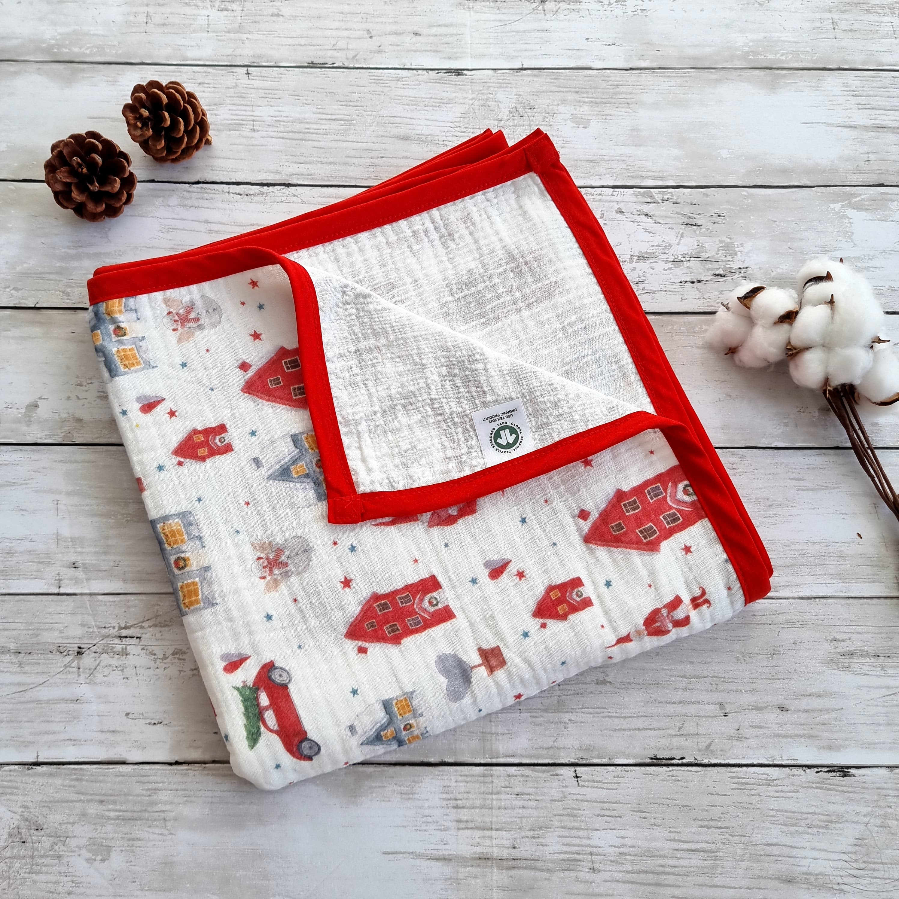 Christmas organic cotton baby blanket