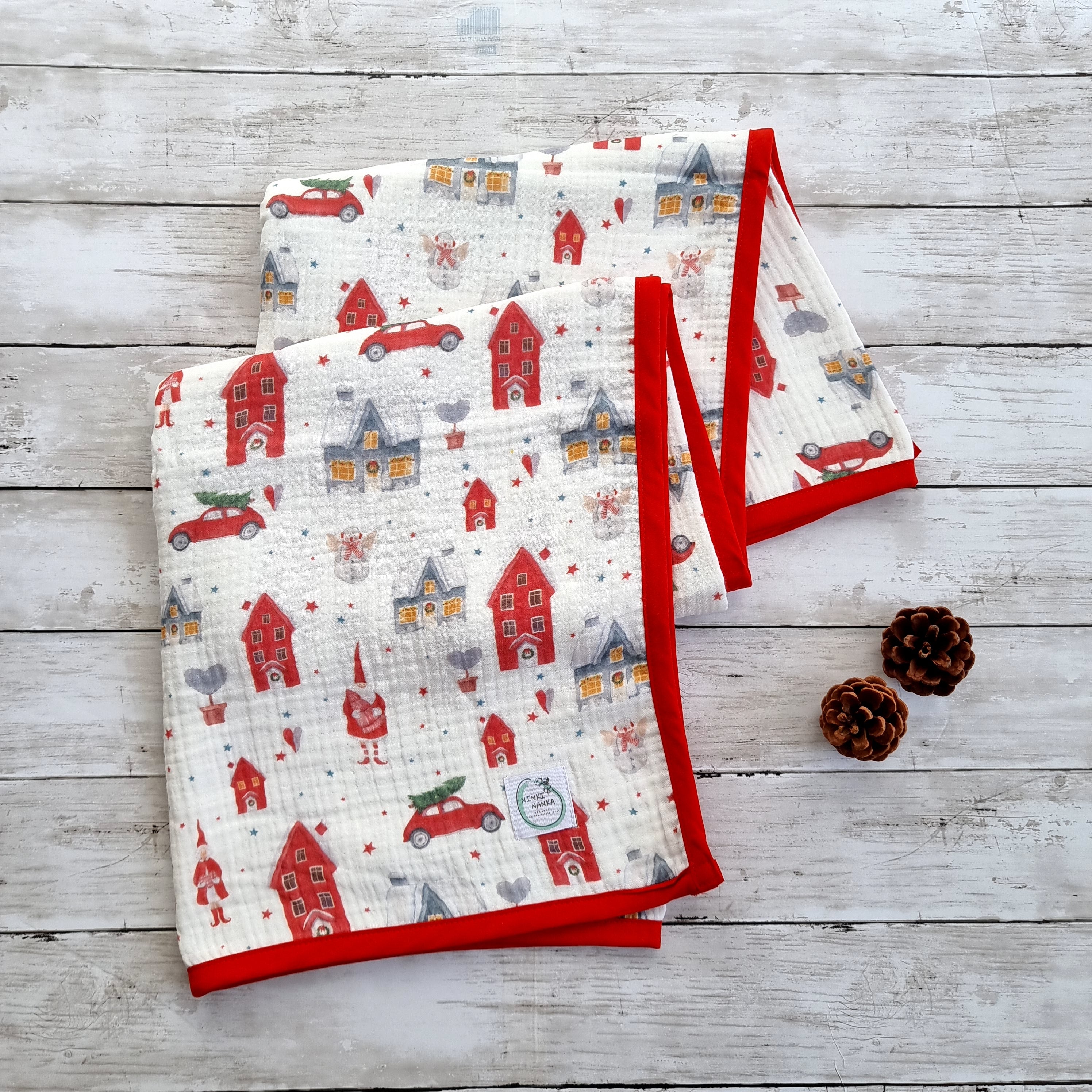 Christmas organic cotton baby blanket
