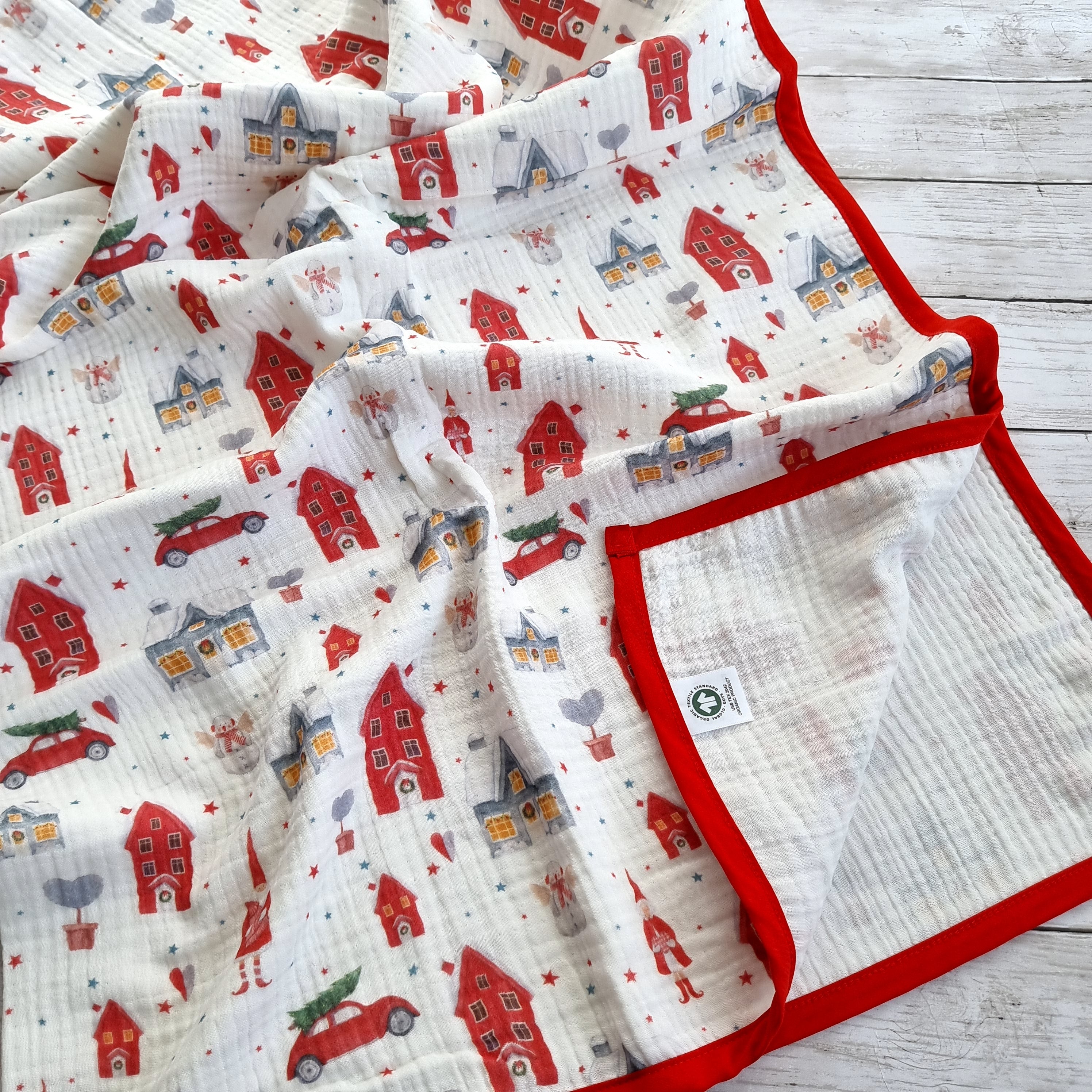 Christmas organic cotton baby blanket