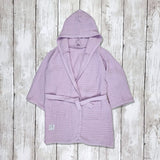 Lilac kids hooded towelling robe 