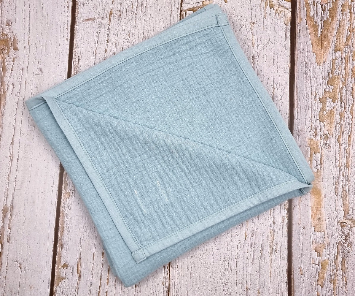 Light blue organic muslin Quilt Blanket