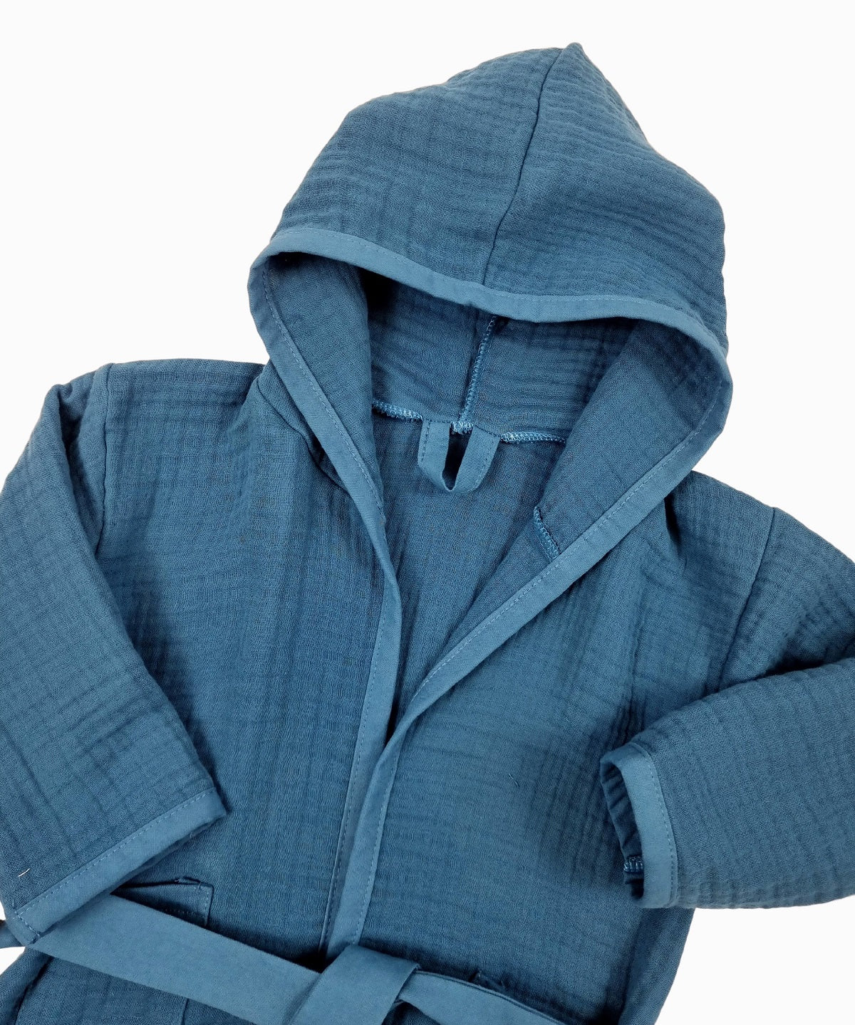 Hooded muslin Kids Dressing Gown, Children's beach cover-up, Hooded pool beach towel for kids, Blue bath towelling robe