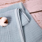 Light blue organic muslin Quilt Blanket for newborns, toddler and beyond.