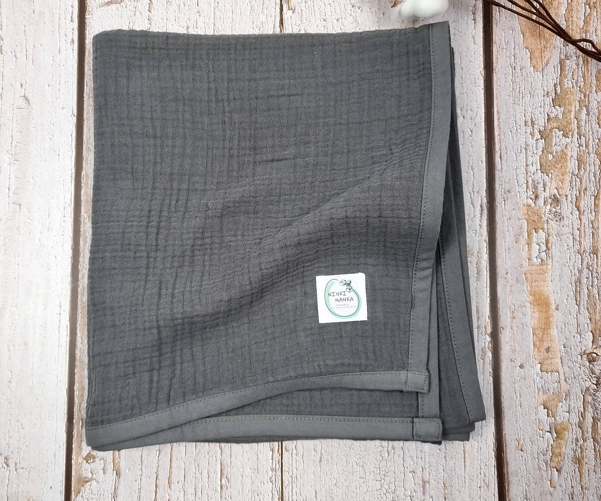 Charcoal organic cotton muslin Blanket for babies and toddlers