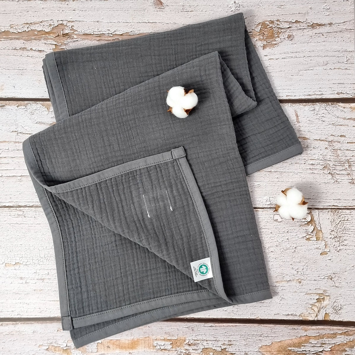 Charcoal organic cotton muslin Blanket for babies and toddlers