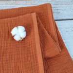 Rust muslin newborn baby quilt blanket