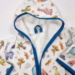 Dinosaour muslin kids dressing gown, bath robe for children