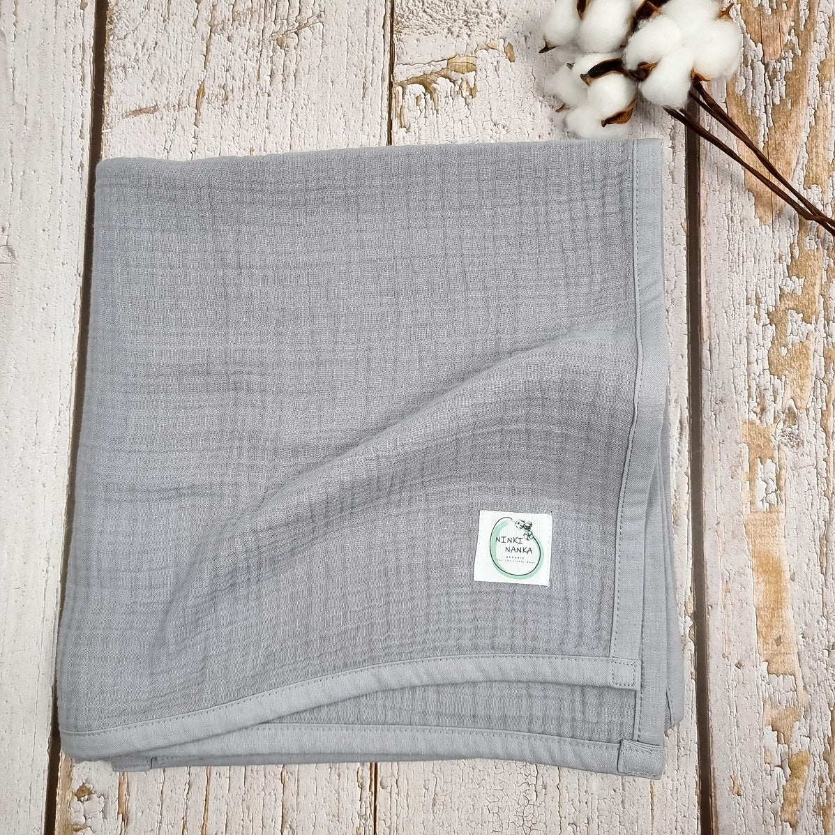 light grey organic cotton muslin Blanket for babies and toddlers