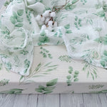 Olive leaves muslin cot bed fitted sheet