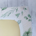 Olive leaves muslin cot bed fitted sheet