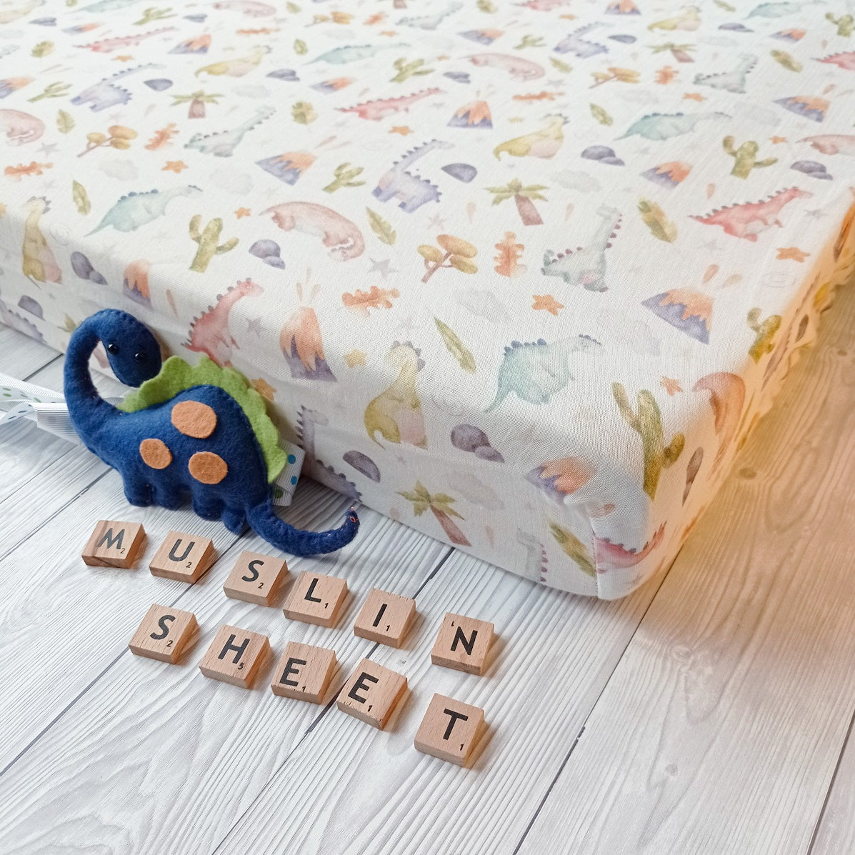 Dinosaur cot bed fitted sheet, boys cot bed sheet, Dinosaur nursery bedding