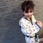 Dinosaour muslin kids dressing gown, bath robe for children Age 5-74