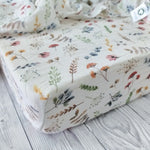 Wildflowers muslin cot bed fitted sheet 140x 70 cm, FLoral organic cotton cot bed sheets