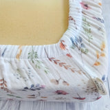 Wildflowers muslin cot bed fitted sheet 140x 70 cm, FLoral organic cotton cot bed sheets