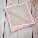 Soft pink double sided organic muslin blanket for babies and toddlers. Light pink & light grey