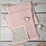 Soft pink double sided organic muslin blanket for babies and toddlers. Light pink & light grey