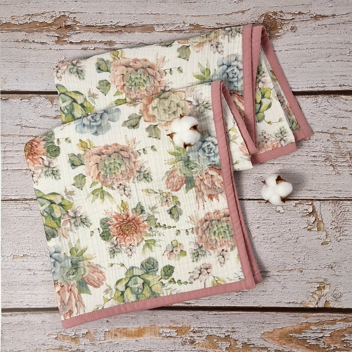 Floral printed organic muslin blanket for baby girls and toddlers.