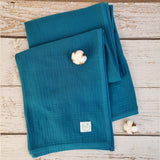 Royal blue organic muslin blanket for babies and toddlers