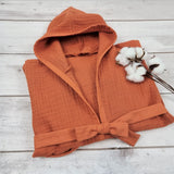 Rust kids dressing gown, Hooded Children's towelling robe robe