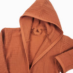 Rust kids dressing gown, Hooded Children's towelling robe robe