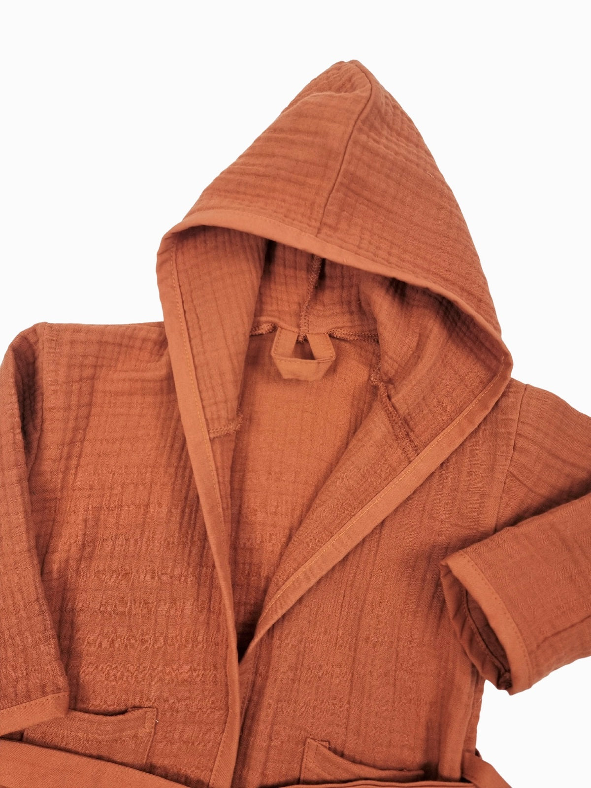 Rust kids dressing gown, Hooded Children's towelling robe robe
