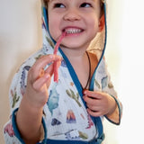 Dinosaour muslin kids dressing gown, bath robe for children Age 2-4