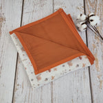 Woodland double sided organic muslin quilt blanket for babies and toddlers. White& cinnamon