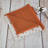 Woodland double sided organic muslin quilt blanket for babies and toddlers. White& cinnamon