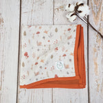 Woodland double sided organic muslin quilt blanket for babies and toddlers. White& cinnamon